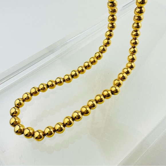 VINTAGE NAPIER BALL BEAD POLISHED GOLD PLATED NECKLACE - Picture 11 of 12